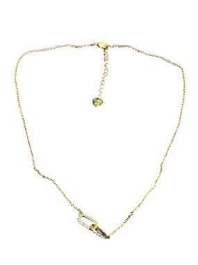 EVRY Dainty Goldtone Necklace Rhinestone Interlocked Links 16 - 18 Inches